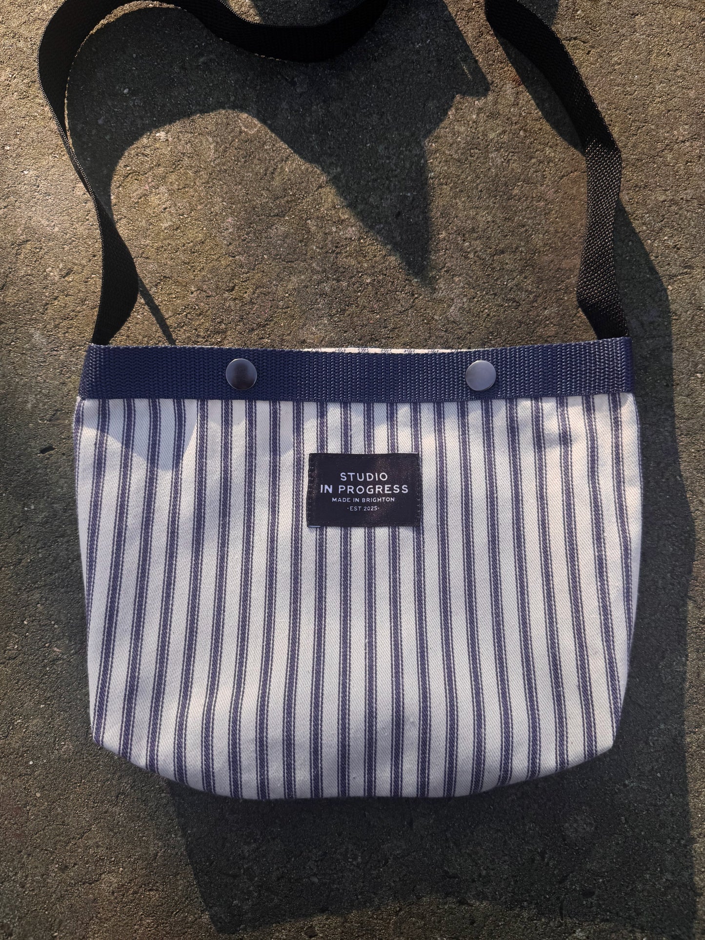 Blue Ticking Webbing Bag