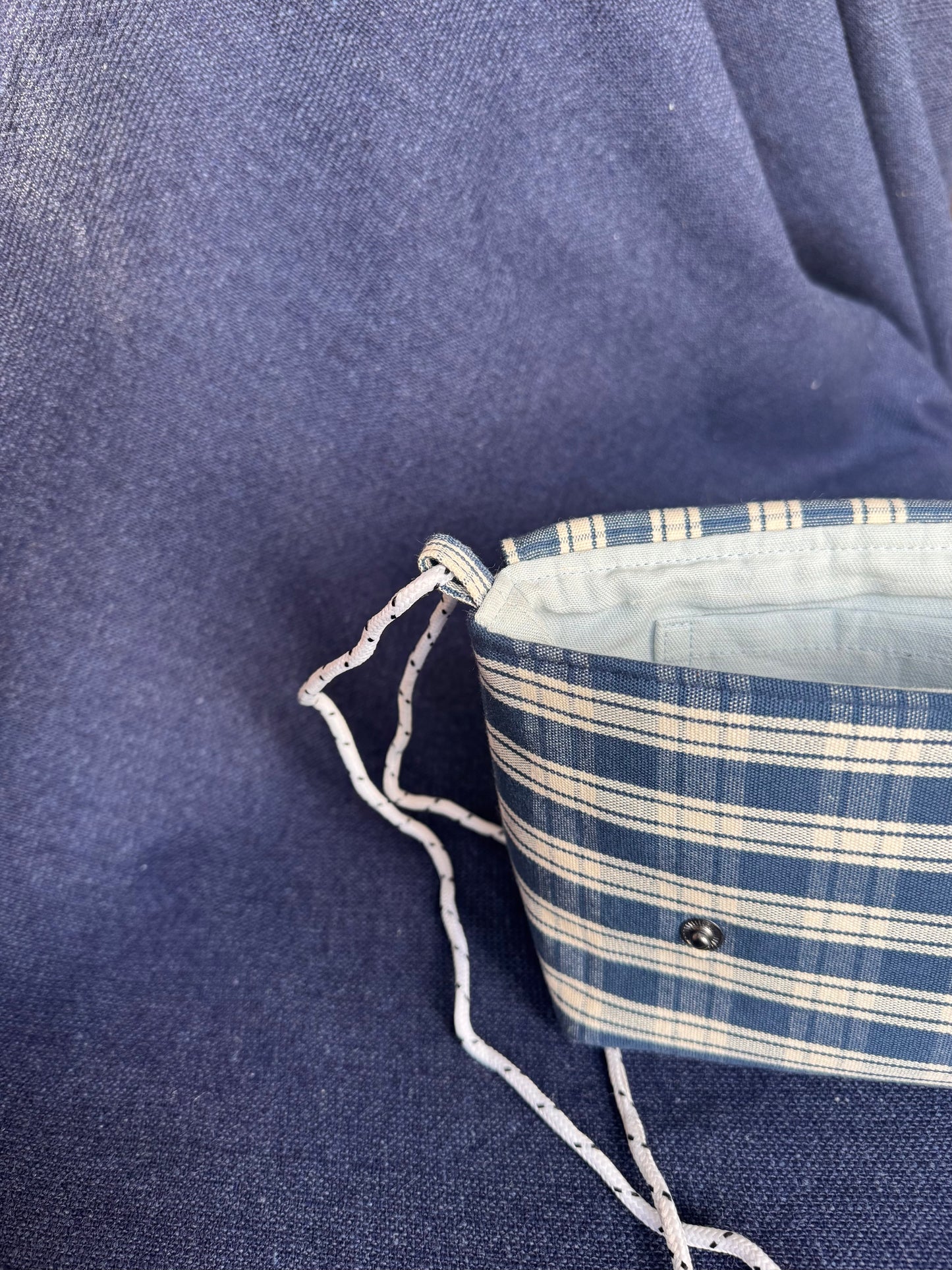 Mini Satchel 017 - Blue Secondhand Ticking