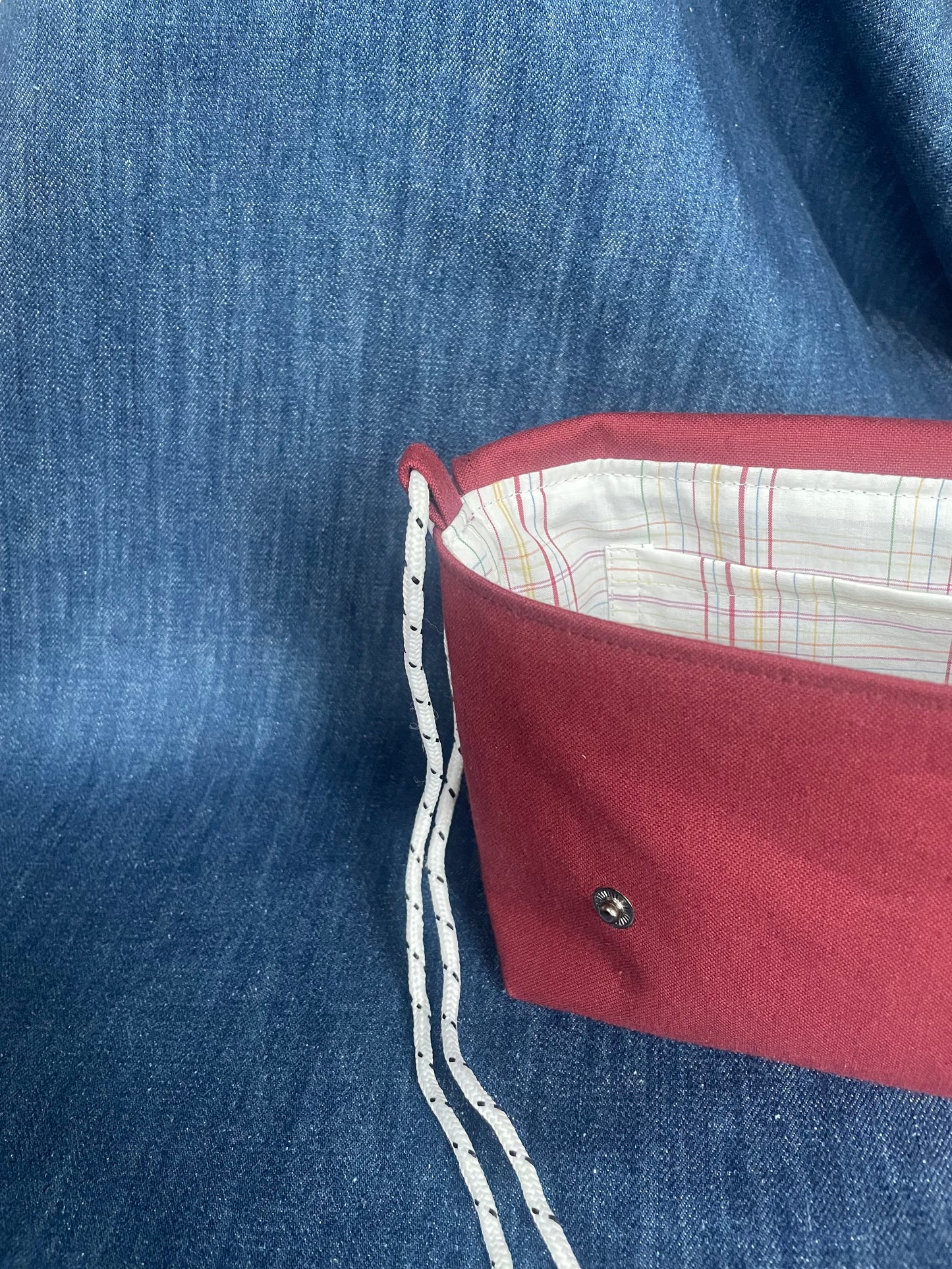 Mini Satchel 014 - Burgundy Deadstock Canvas