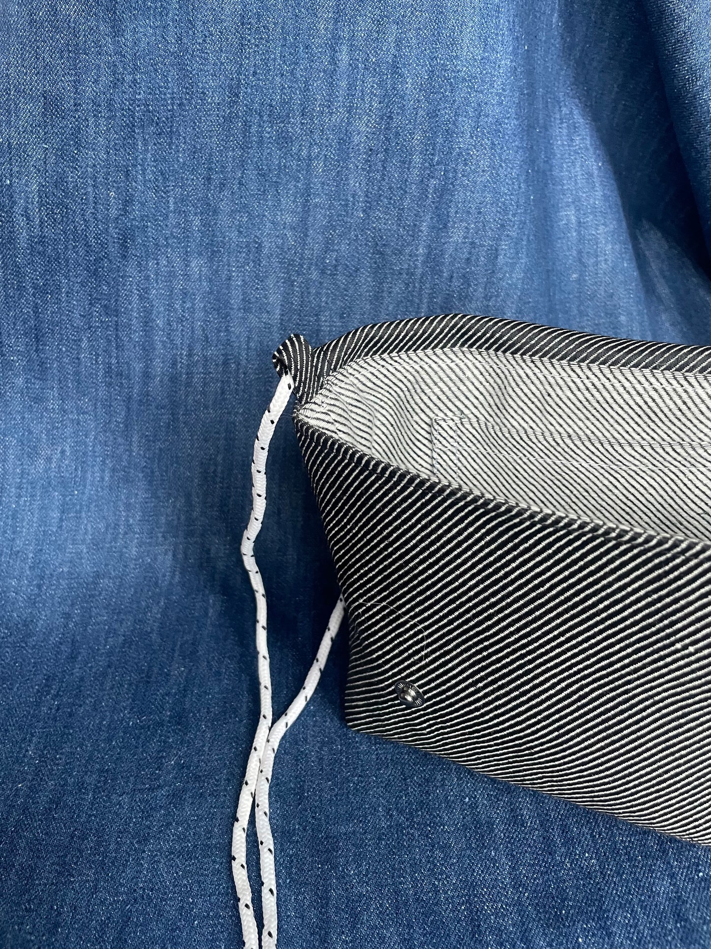 Mini Satchel 013 - Black Stripe Secondhand Denim