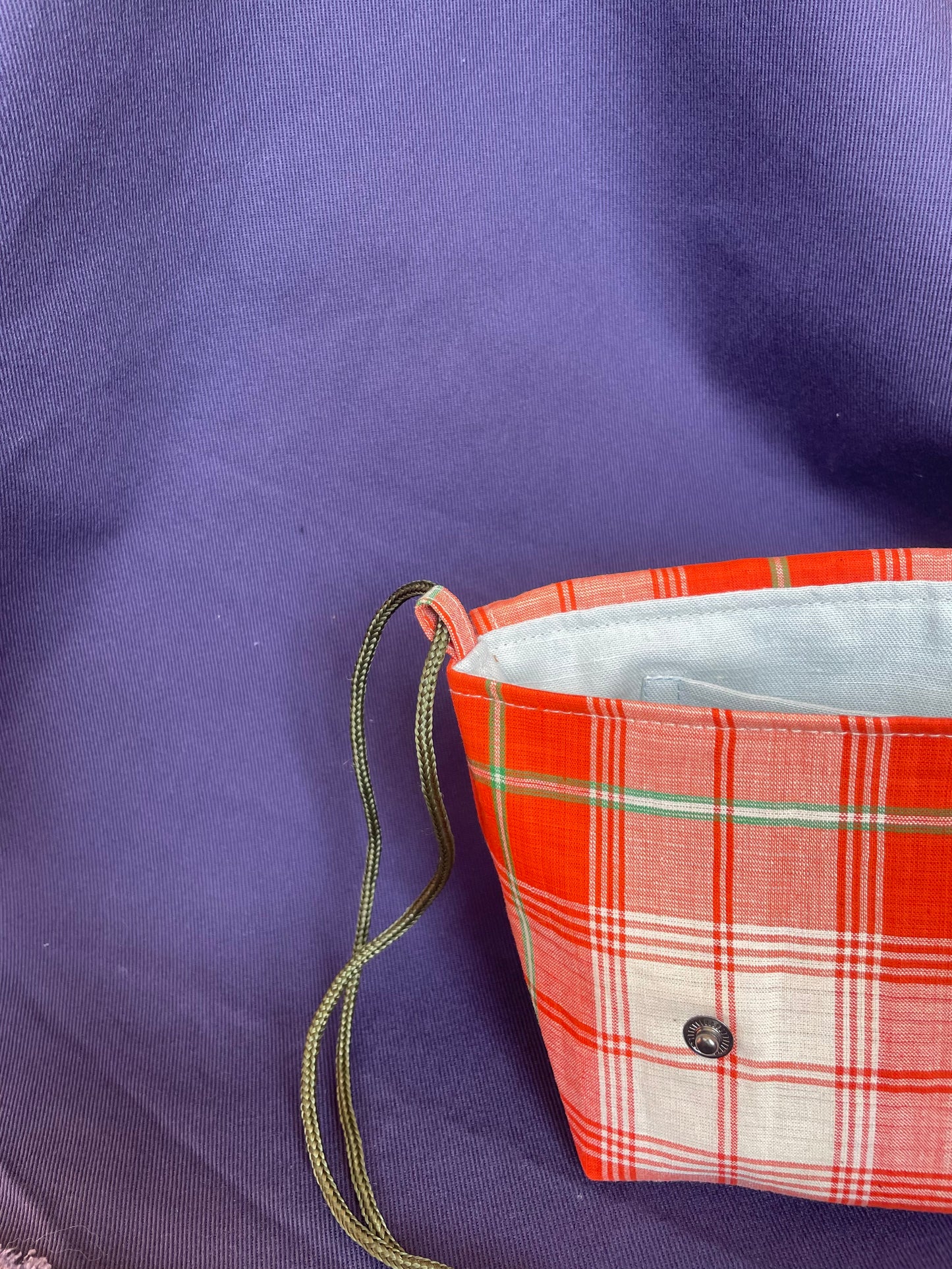 Mini Satchel 024 - Orange Vintage Handwoven Check