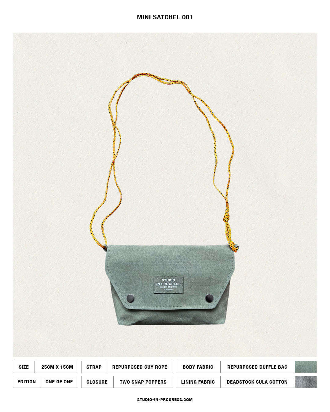 Mini Satchel 001 - Reclaimed Green Canvas