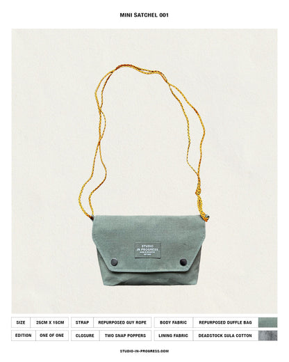 Mini Satchel 001 - Reclaimed Green Canvas