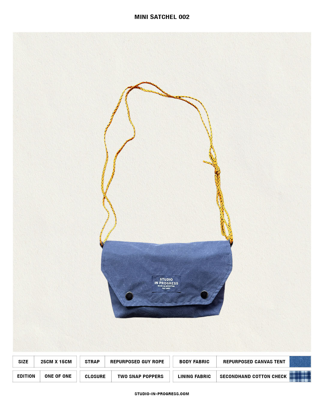 Mini Satchel 002 - Reclaimed Blue Canvas Tent