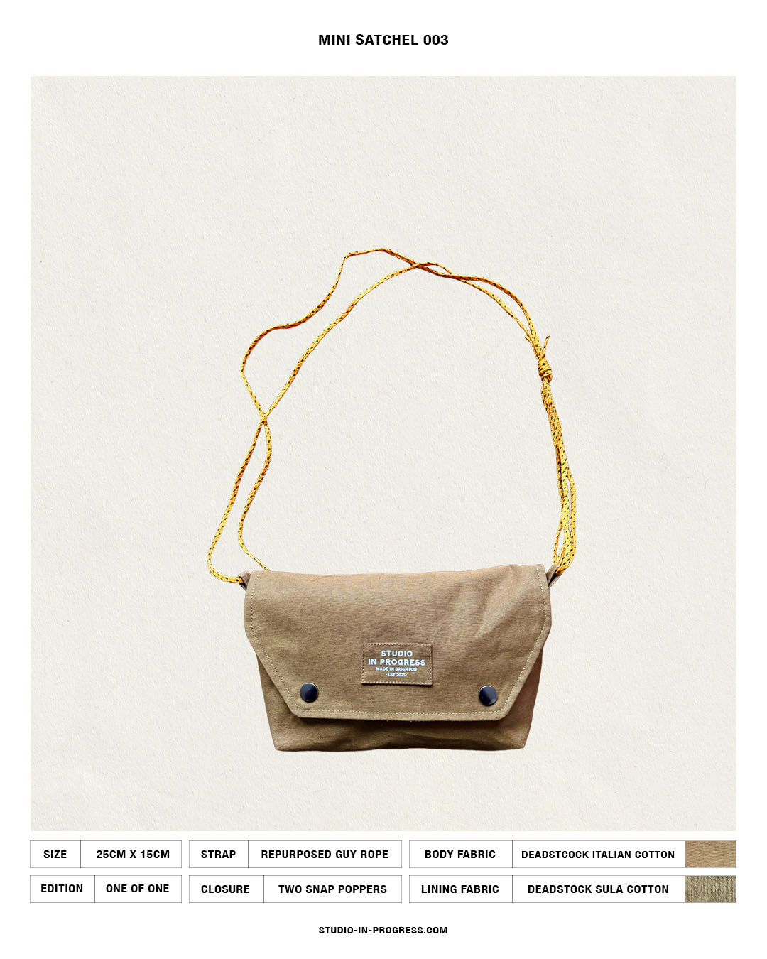 Mini Satchel 003 - Brown Deadstock Cotton