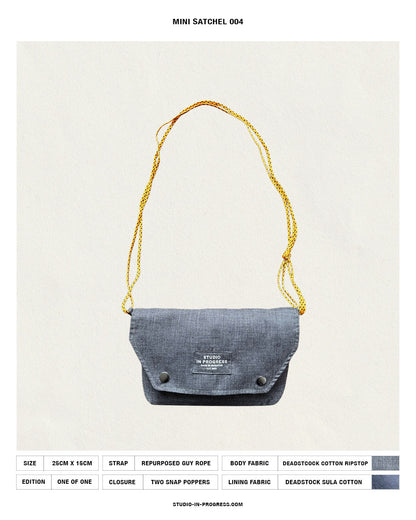 Mini Satchel 004 - Grey Deadstock Cotton