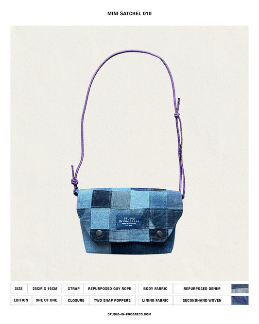 Mini Satchel 010 - Denim Patchwork