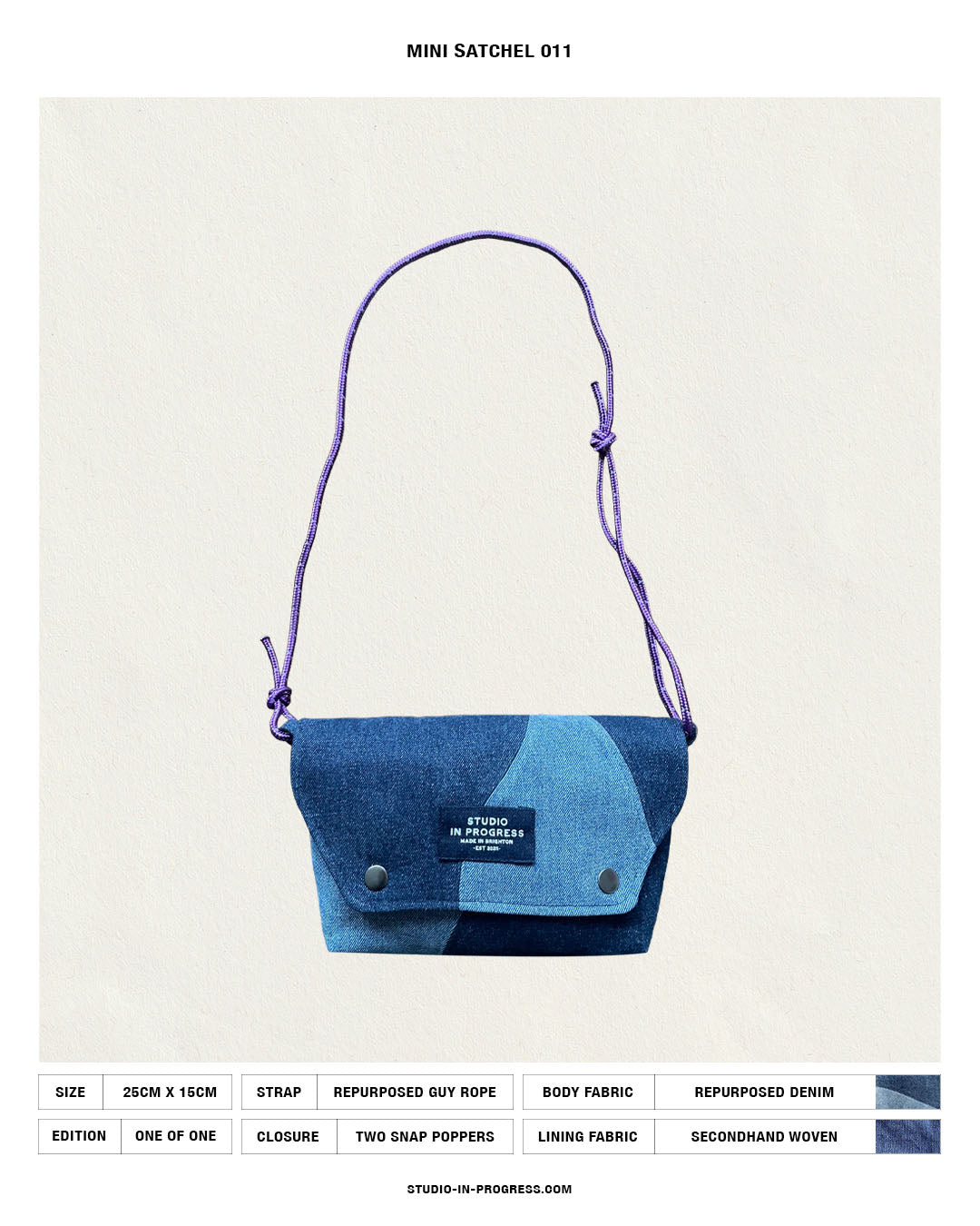 Mini Satchel 011 - Denim Patchwork