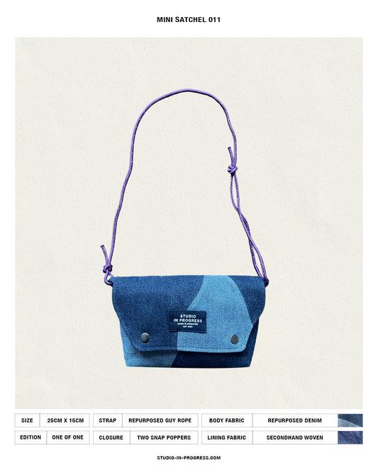 Mini Satchel 011 - Denim Patchwork