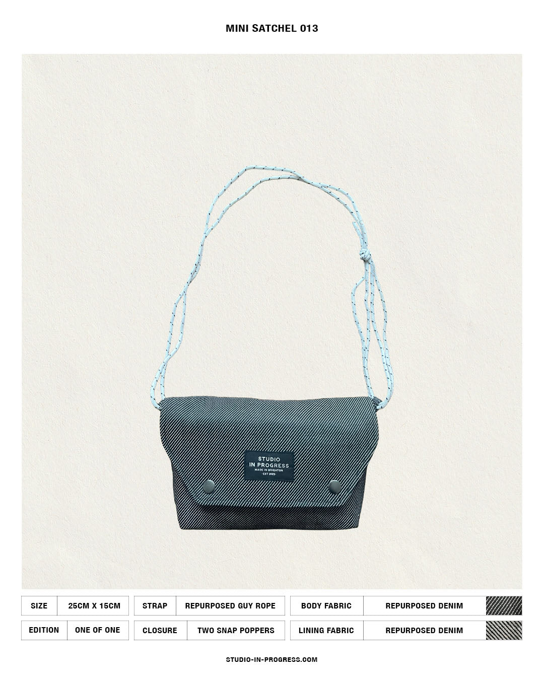 Mini Satchel 013 - Black Stripe Secondhand Denim