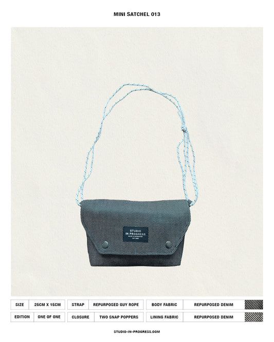 Mini Satchel 013 - Black Stripe Secondhand Denim