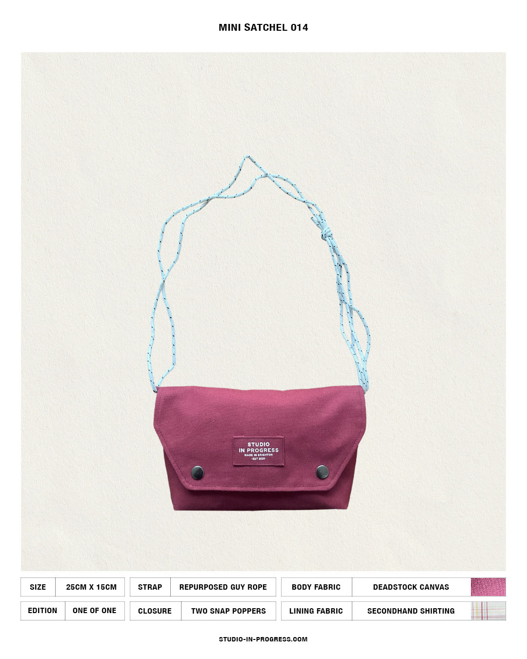 Mini Satchel 014 - Burgundy Deadstock Canvas