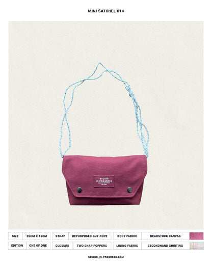 Mini Satchel 014 - Burgundy Deadstock Canvas