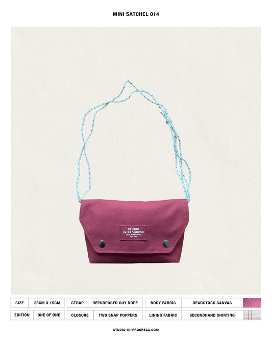 Mini Satchel 014 - Burgundy Deadstock Canvas
