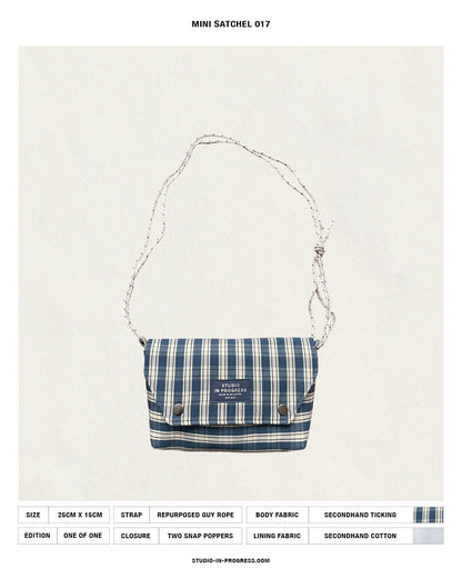 Mini Satchel 017 - Blue Secondhand Ticking