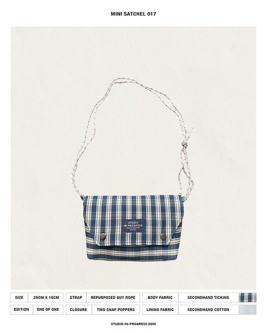 Mini Satchel 017 - Blue Secondhand Ticking