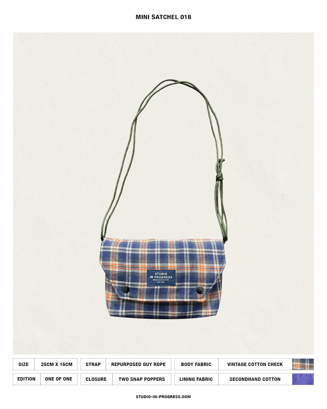 Mini Satchel 018 - Blue/Orange Vintage Check