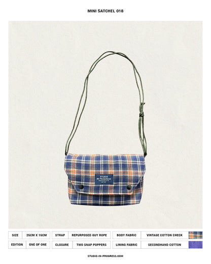 Mini Satchel 018 - Blue/Orange Vintage Check