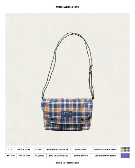 Mini Satchel 018 - Blue/Orange Vintage Check
