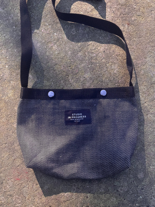 Black and White Stripe Webbing Bag