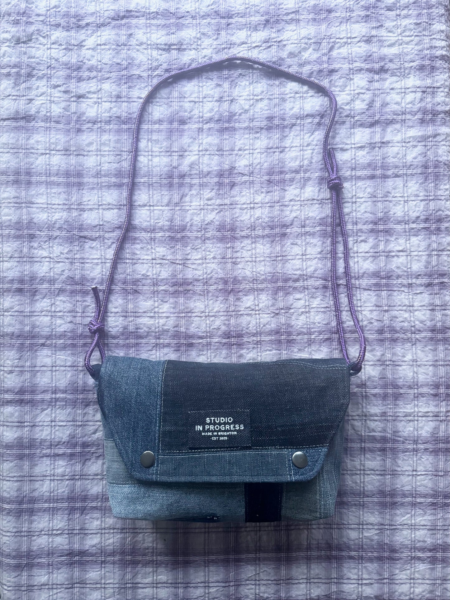 Mini Satchel 009 - Denim Patchwork