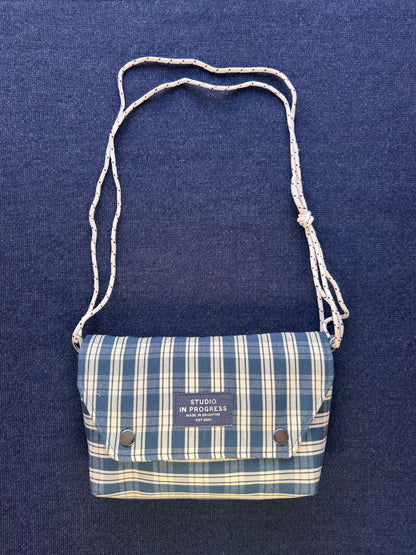 Mini Satchel 017 - Blue Secondhand Ticking