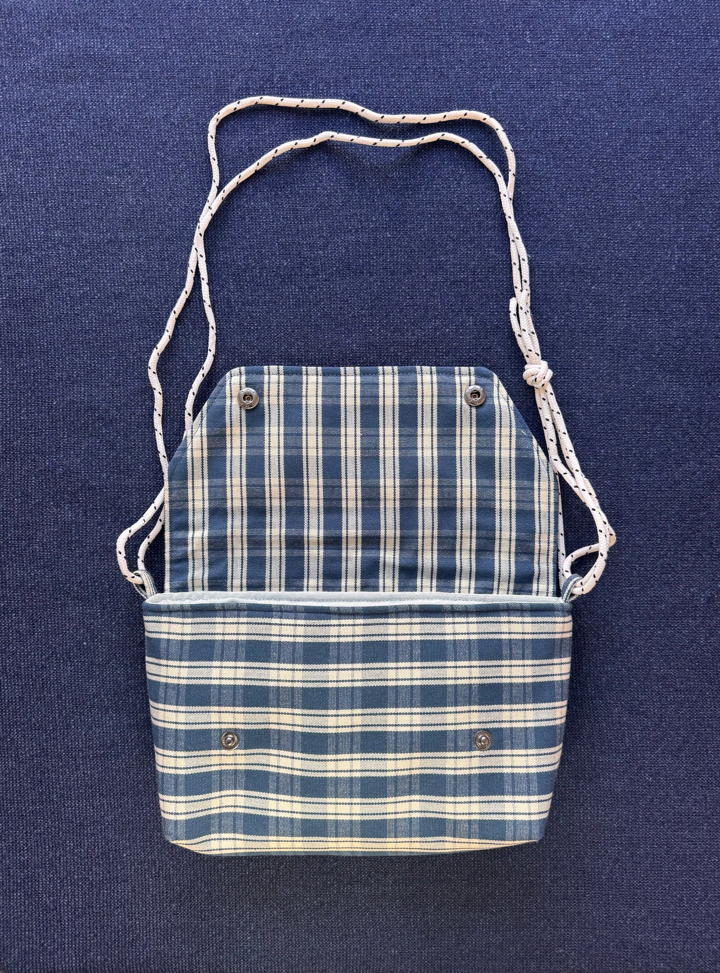 Mini Satchel 017 - Blue Secondhand Ticking