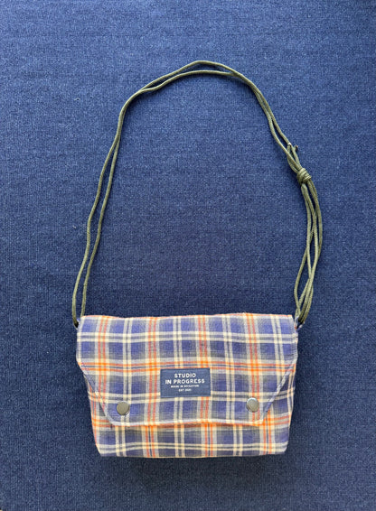 Mini Satchel 018 - Blue/Orange Vintage Check