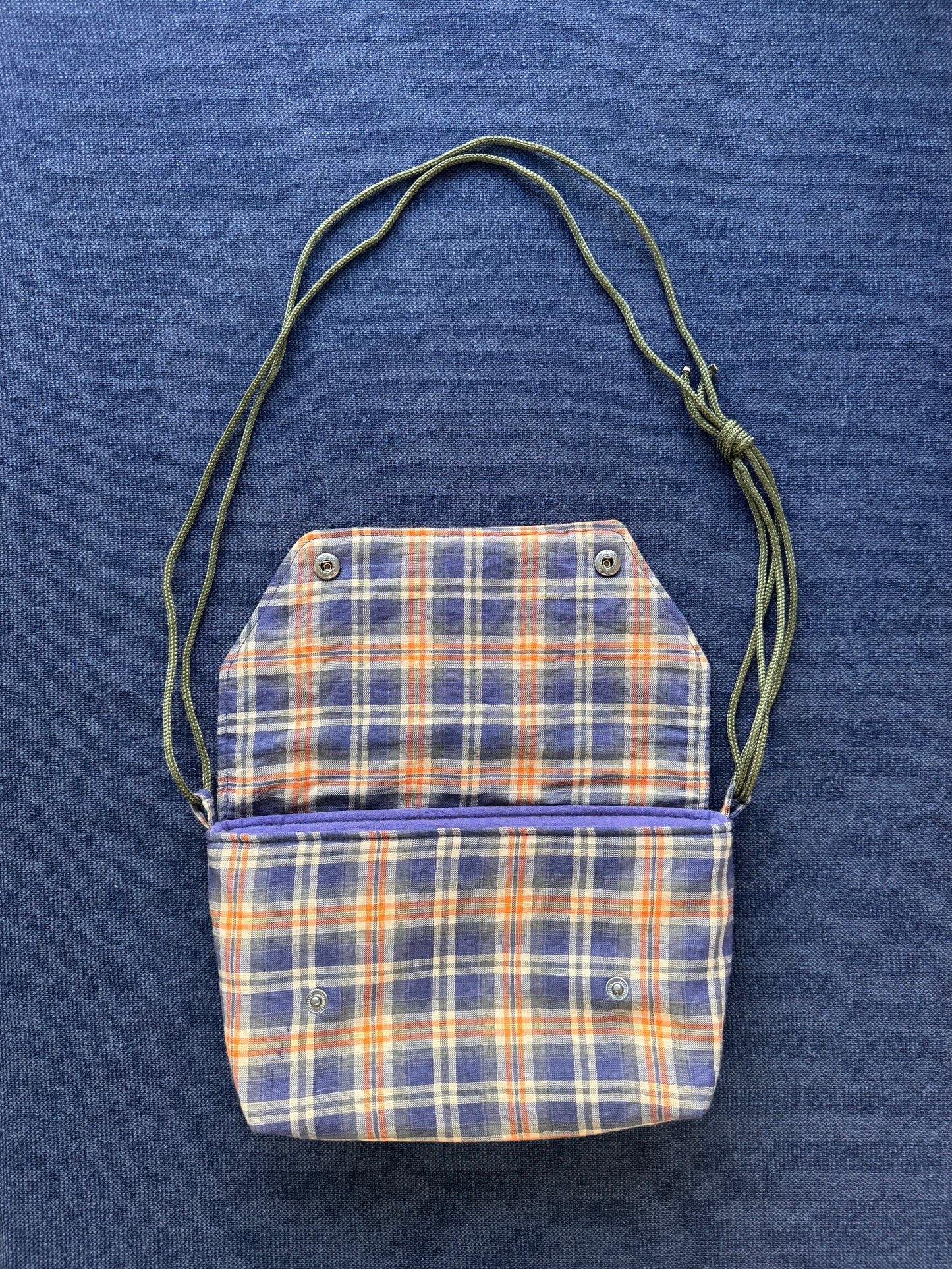 Mini Satchel 018 - Blue/Orange Vintage Check