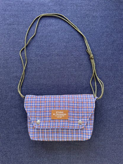 Mini Satchel 020 - Blue Check Vintage Japanese Cotton