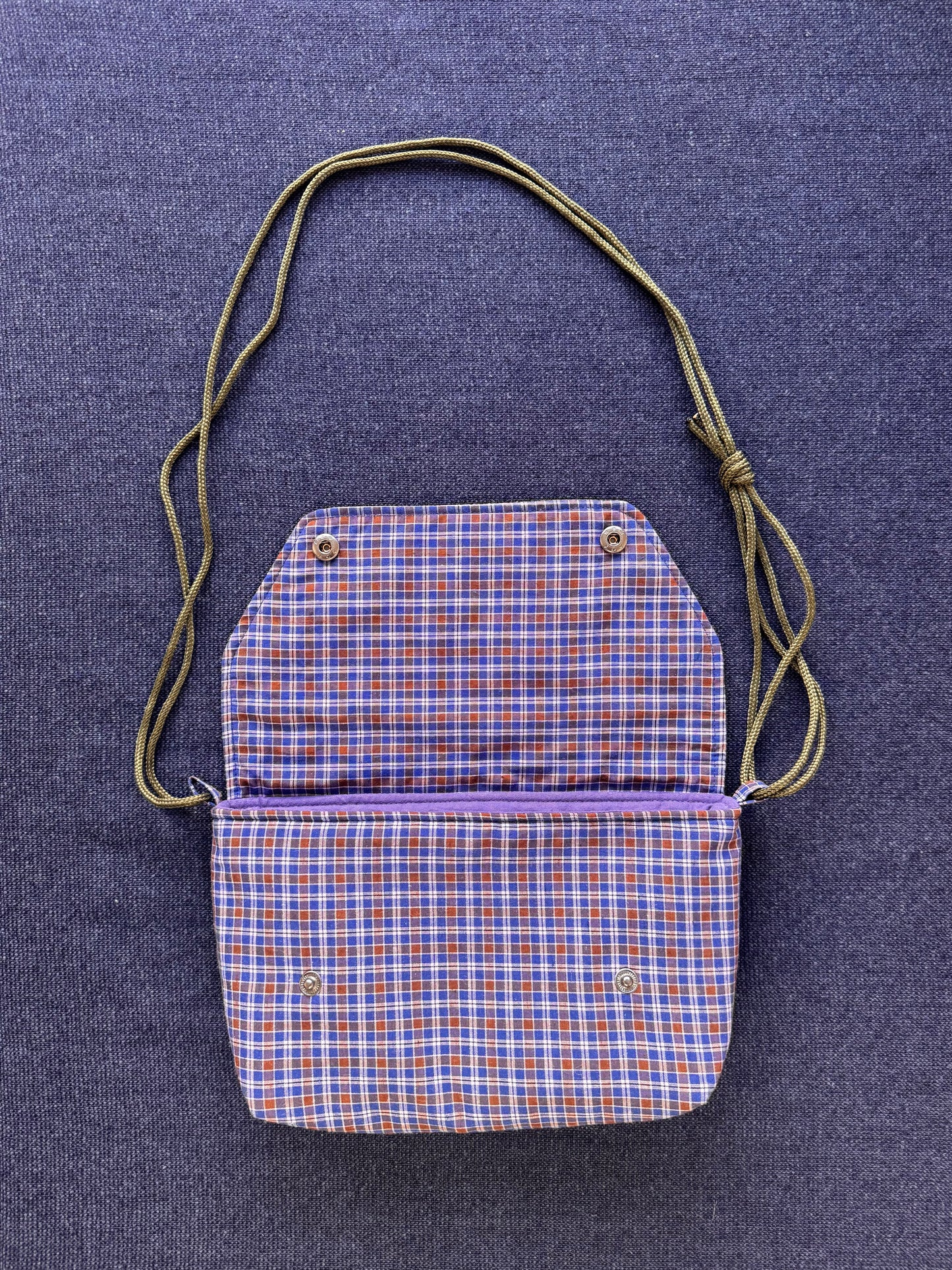 Mini Satchel 020 - Blue Check Vintage Japanese Cotton