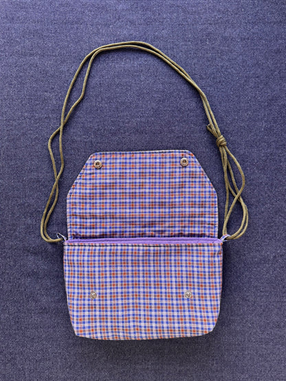 Mini Satchel 020 - Blue Check Vintage Japanese Cotton