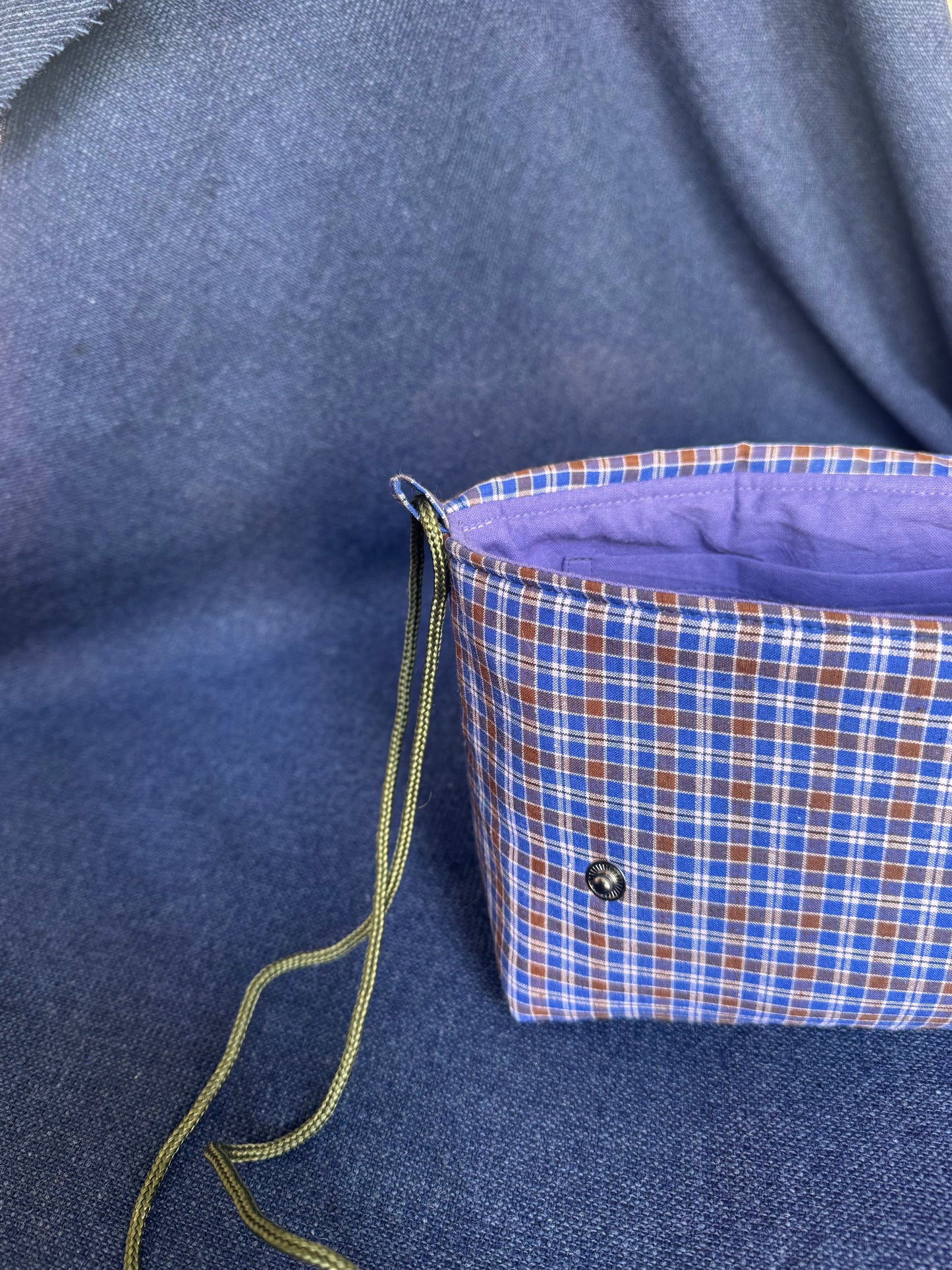 Mini Satchel 020 - Blue Check Vintage Japanese Cotton