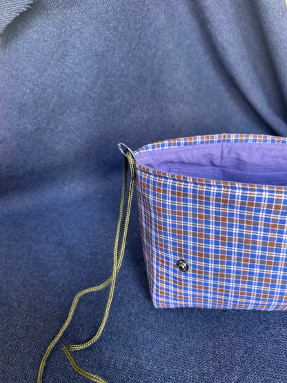 Mini Satchel 020 - Blue Check Vintage Japanese Cotton