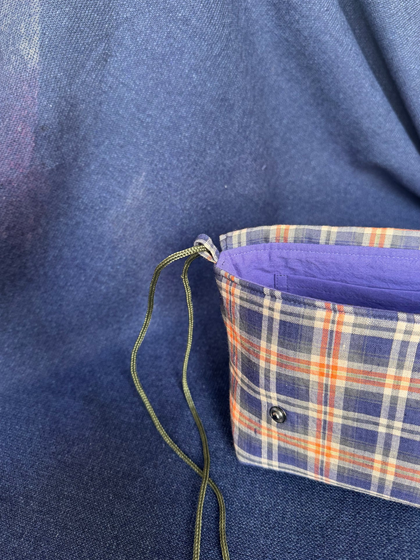 Mini Satchel 018 - Blue/Orange Vintage Check