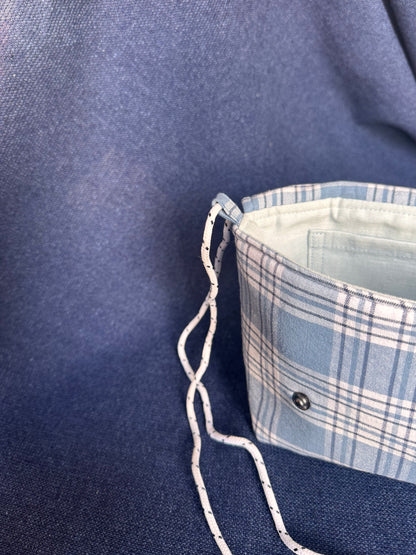 Mini Satchel 019 - Blue Check Secondhand Cotton