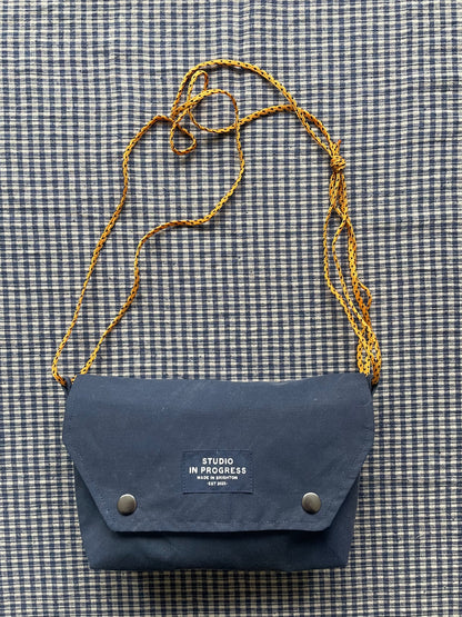 Mini Satchel 002 - Reclaimed Blue Canvas Tent