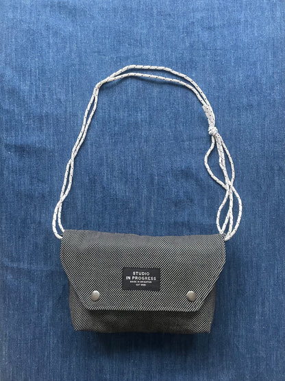 Mini Satchel 013 - Black Stripe Secondhand Denim