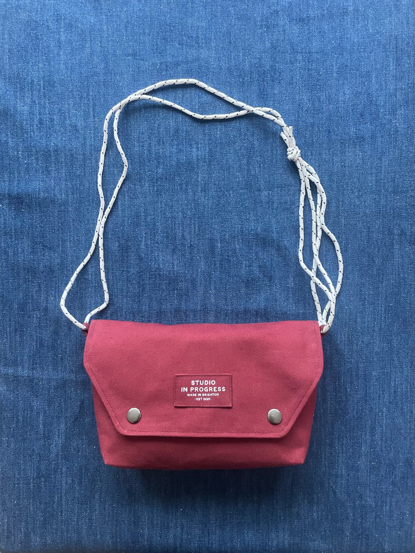 Mini Satchel 014 - Burgundy Deadstock Canvas