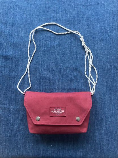 Mini Satchel 014 - Burgundy Deadstock Canvas
