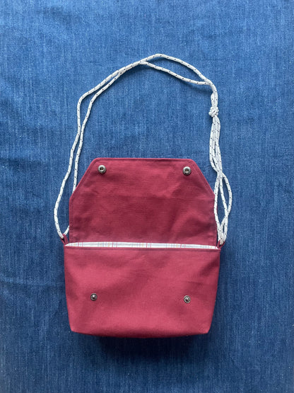 Mini Satchel 014 - Burgundy Deadstock Canvas