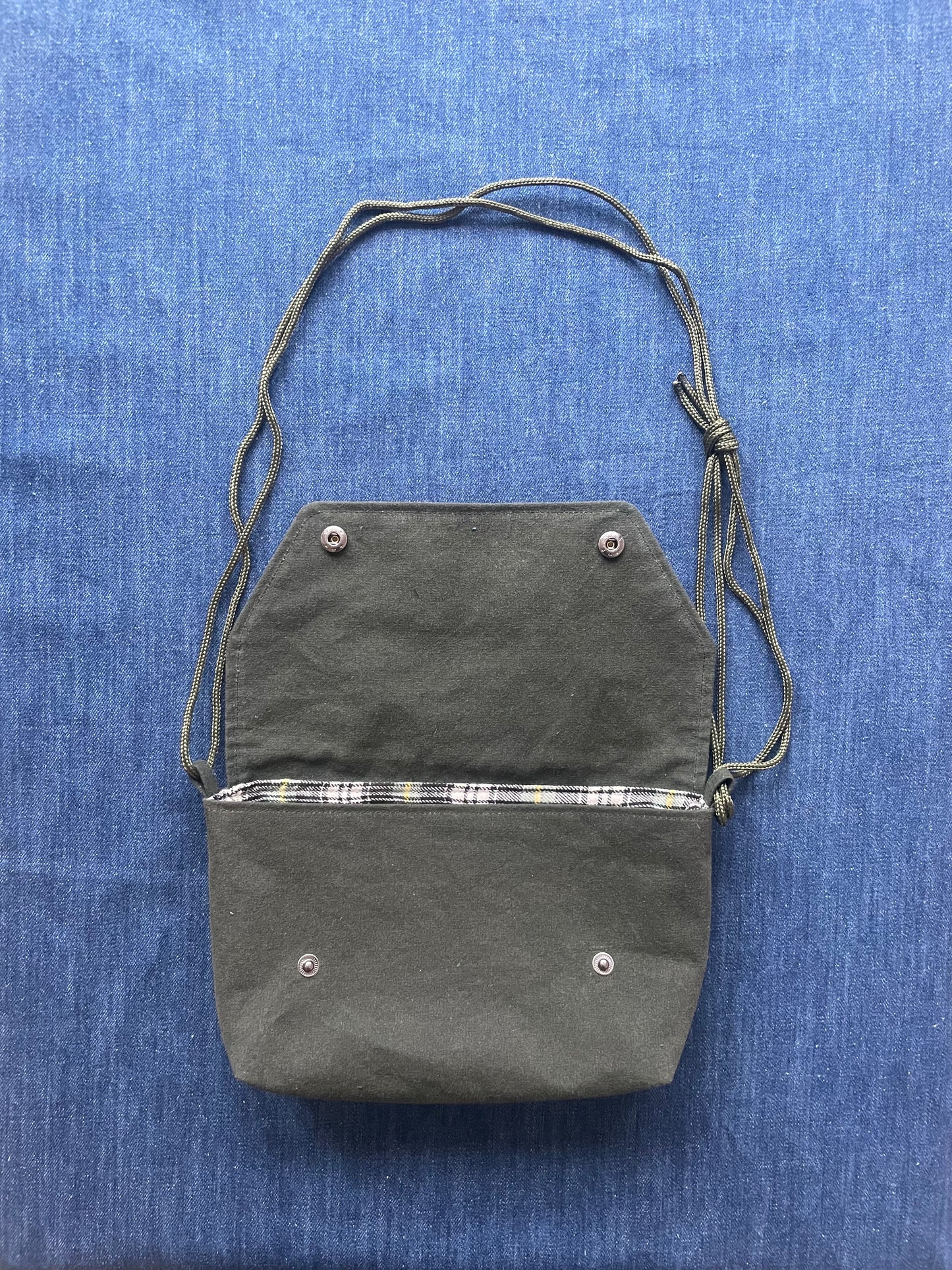 Mini Satchel 015 - Green  Repurposed Wax Canvas