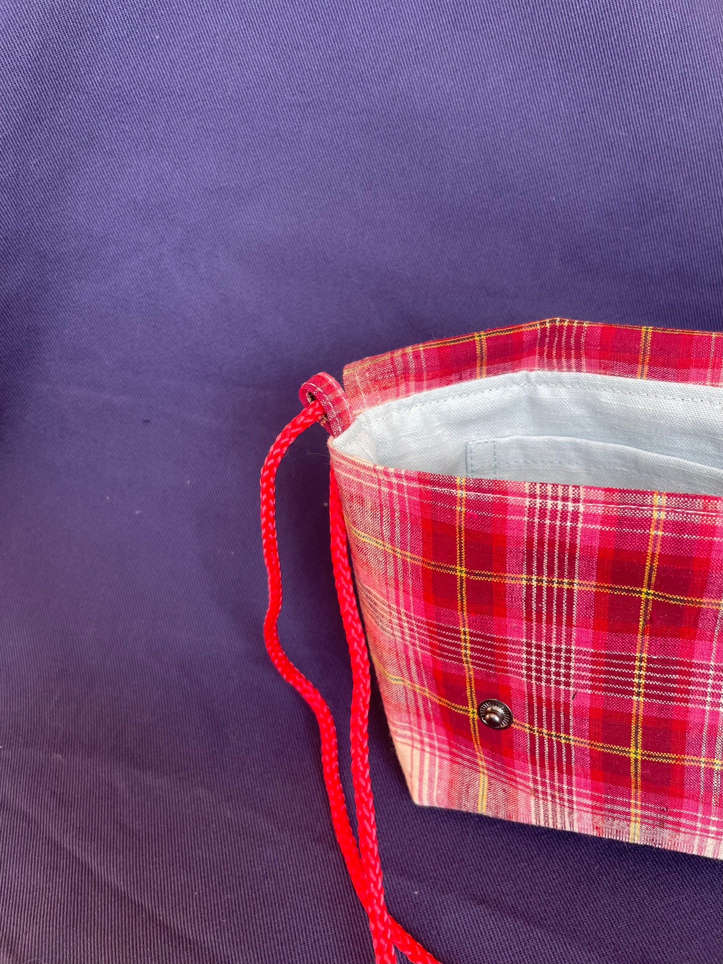 Mini Satchel 021 - Red Vintage Handwoven Check