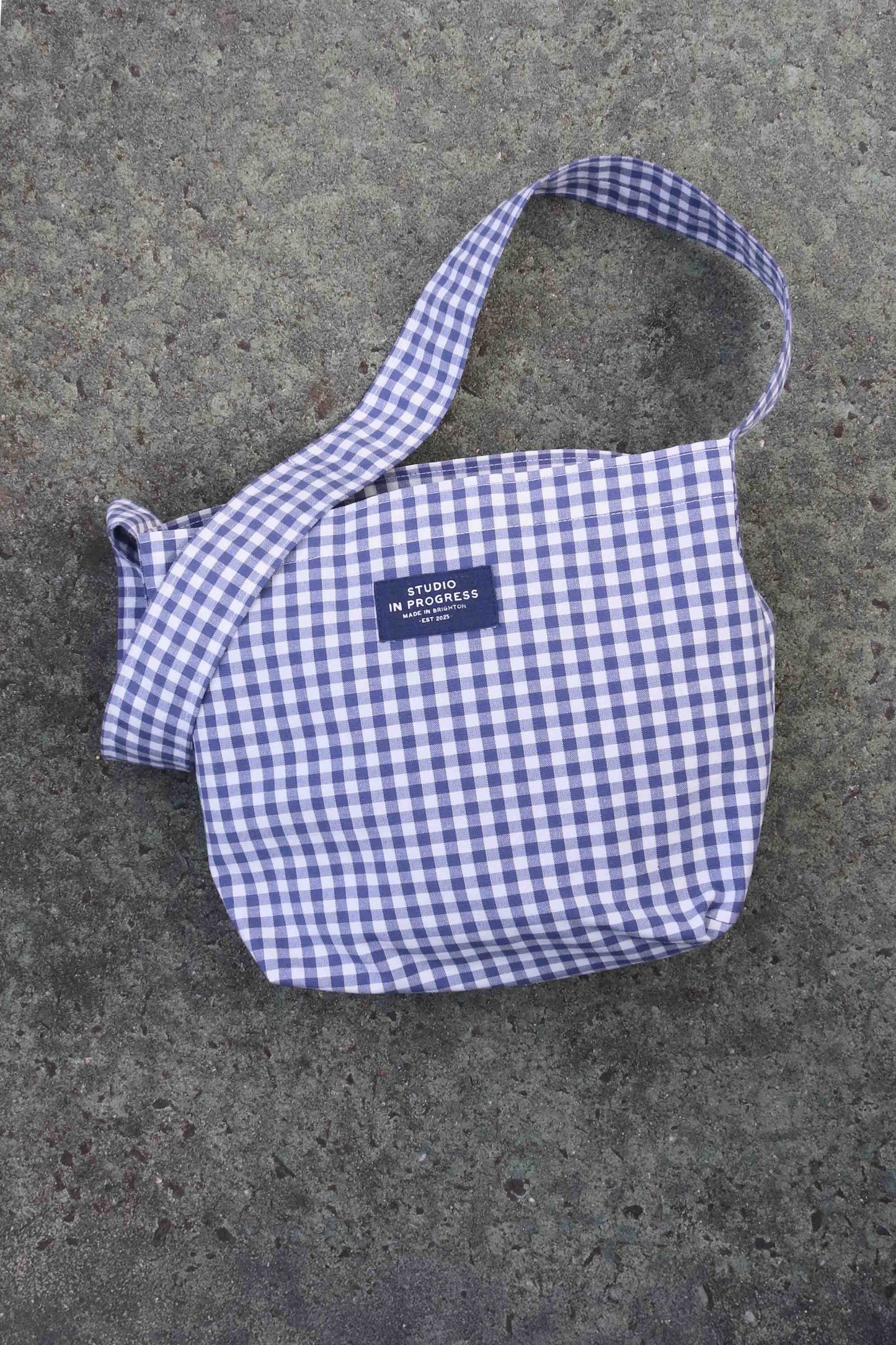 Crossbody Tote - Blue Gingham